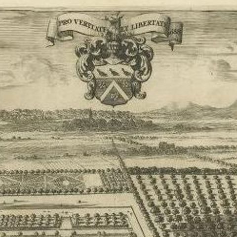 Antique Print of the Popkensburg Estate by Smallegange, 1696, close-up 1