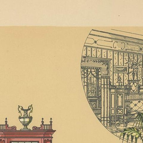 Pl. 8 Antique Print of Salon Furniture by Kramer 'circa 1910', close-up 1