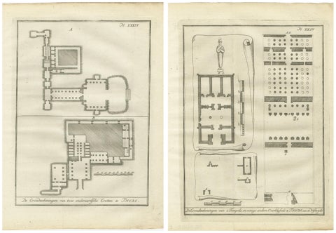 Ancient Egyptian Temple & Tomb Ground Plans, Thebes, c.1790 Engravings, view 4