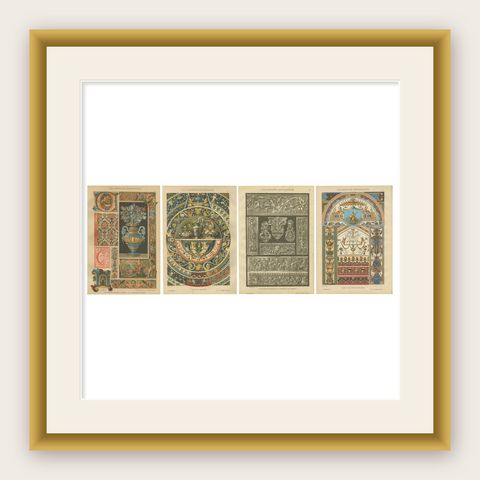 Set of Four Italian Renaissance Decorative Prints by H. Dolmetsch, 1887, shown framed