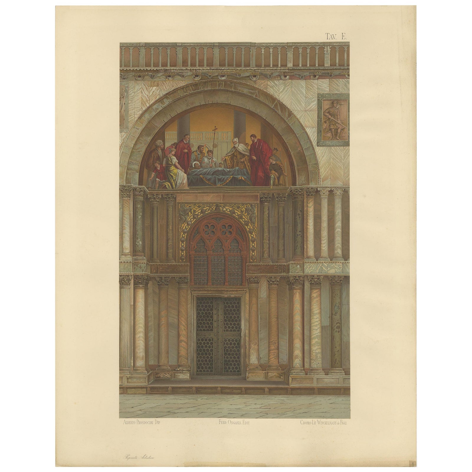 Pl. 8 Antique Print of the Portal of San Pietro of the Basilica of San Marco