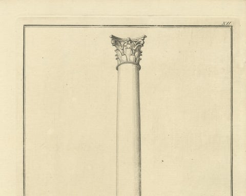 Pompey’s Column, Alexandria, Antique Egypt Engraving by Norden, 1755, close-up 5