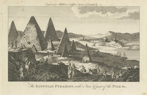 Egyptian Pyramids and the Nile, Antique Geography Engraving, c.1778