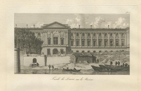 Antique Louvre Architectural Views Engraving, Baltard Paris 1803, close-up 1