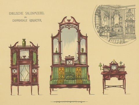 Pl. 47 Antique Print of Salon Furniture by Kramer, circa 1910, view 4
