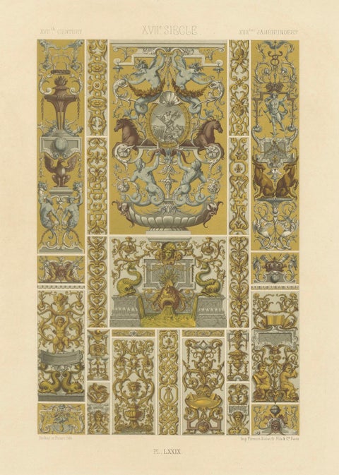 17th Century Grotesque Ornament, Mythical and Architectural Motifs, ca.1869, close-up 6