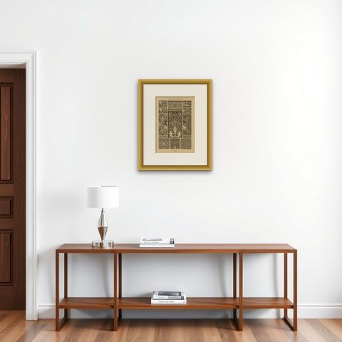 Italian Renaissance Inlay Work Designs from Ornamentenschatz, 1887, shown framed on a wall, true to size