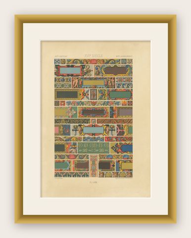 16th Century Renaissance Borders, Ornamental Panels, Plate LXXI, 1869, shown framed