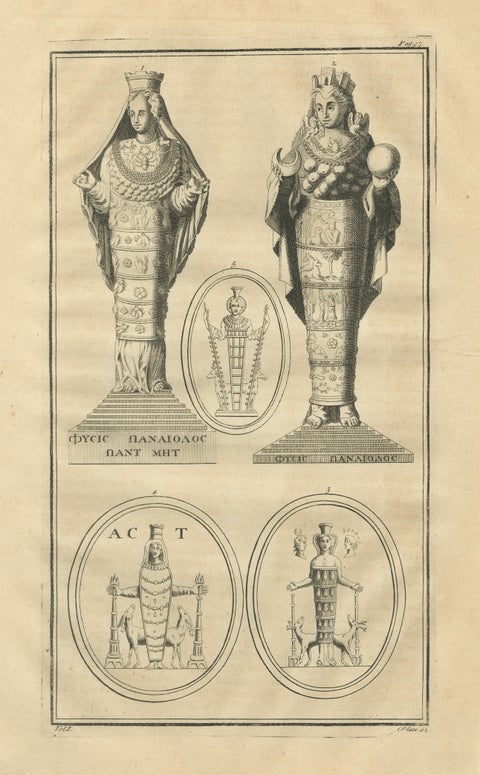 Diana of Ephesus Antique Engraving, Montfaucon Antiquité Expliquée, 1721