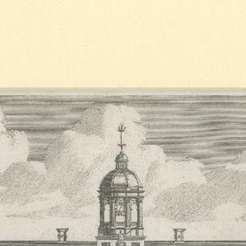 Antique Print of the City Hall of Amsterdam, Capital of The Netherlands, 1739, close-up 1