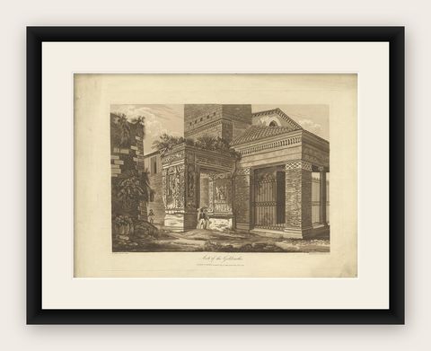 Antique Print of the Arch of the Goldsmith by Abbot, 1820, shown framed