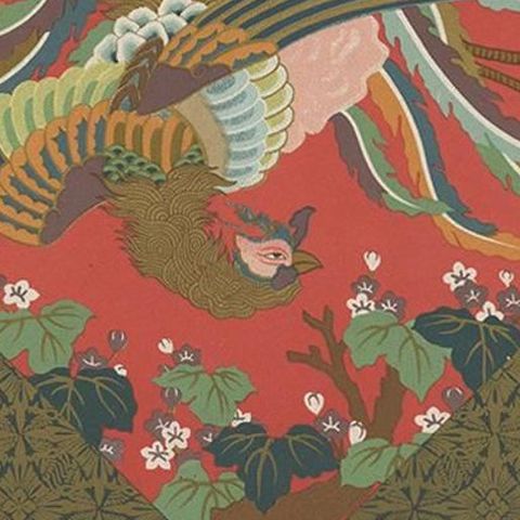 Antique Print of Tapestry ‘Japan’ by G. Audsley, 1882, close-up 1