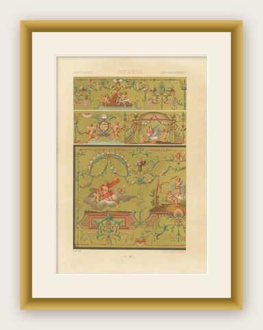 18th Century French Ceiling Design, Neoclassical Fresco and Grotesques, Plate X, shown framed