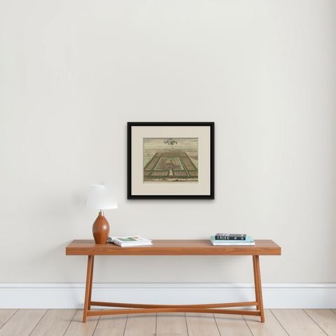 Print of the Soetendale Estate, Between Grijps and Serooskerke in Zeeland, 1696, shown framed on a wall, true to size