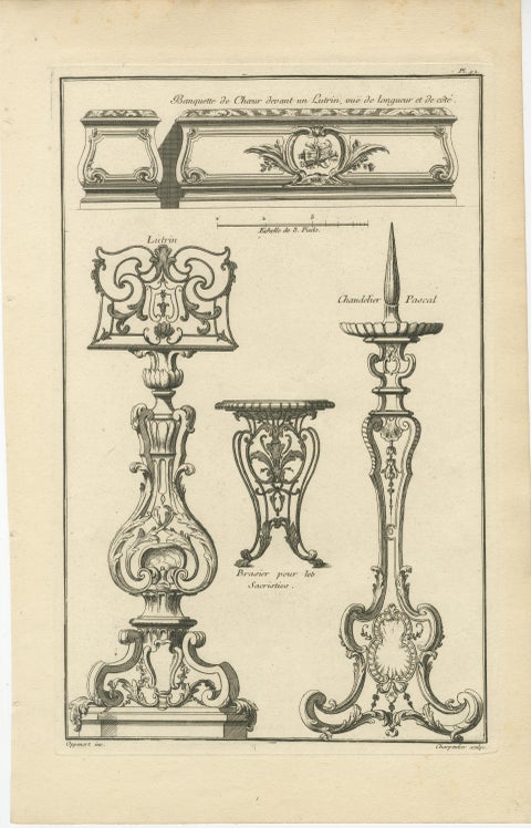 Baroque Ironwork Designs: Tables and Candelabras Engraved, 1767, view 2