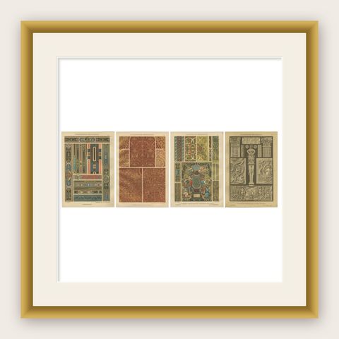 Set of 4 French Renaissance Prints by H. Dolmetsch from Ornamentenschatz, 1887, shown framed