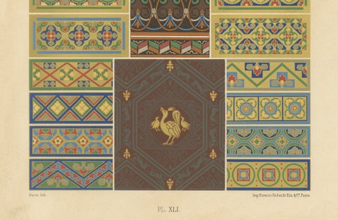Middle Ages Decorative Motifs, Gothic Tile and Border Designs, c.1869, close-up 2