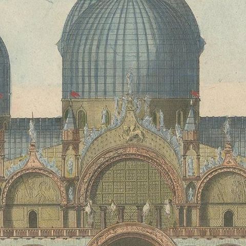 Antique Print of St Mark's Basilica in Venice 'c.1800', close-up 2