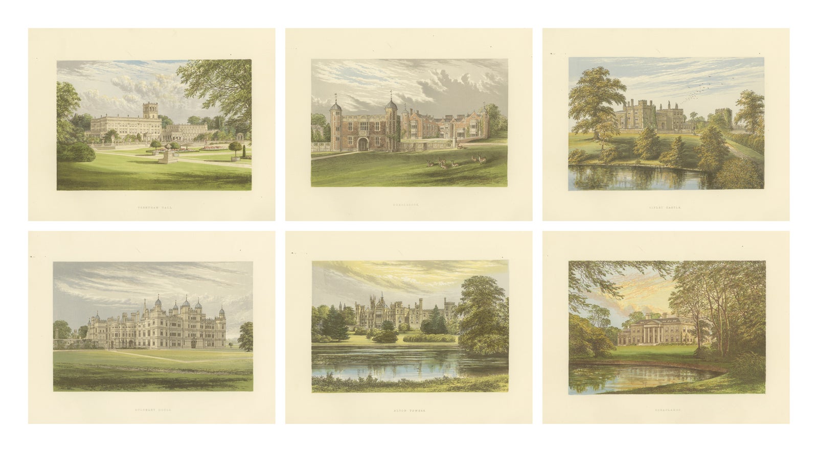 Victorian Country House Views, Trentham, Burghley, Alton Towers, ca.1850