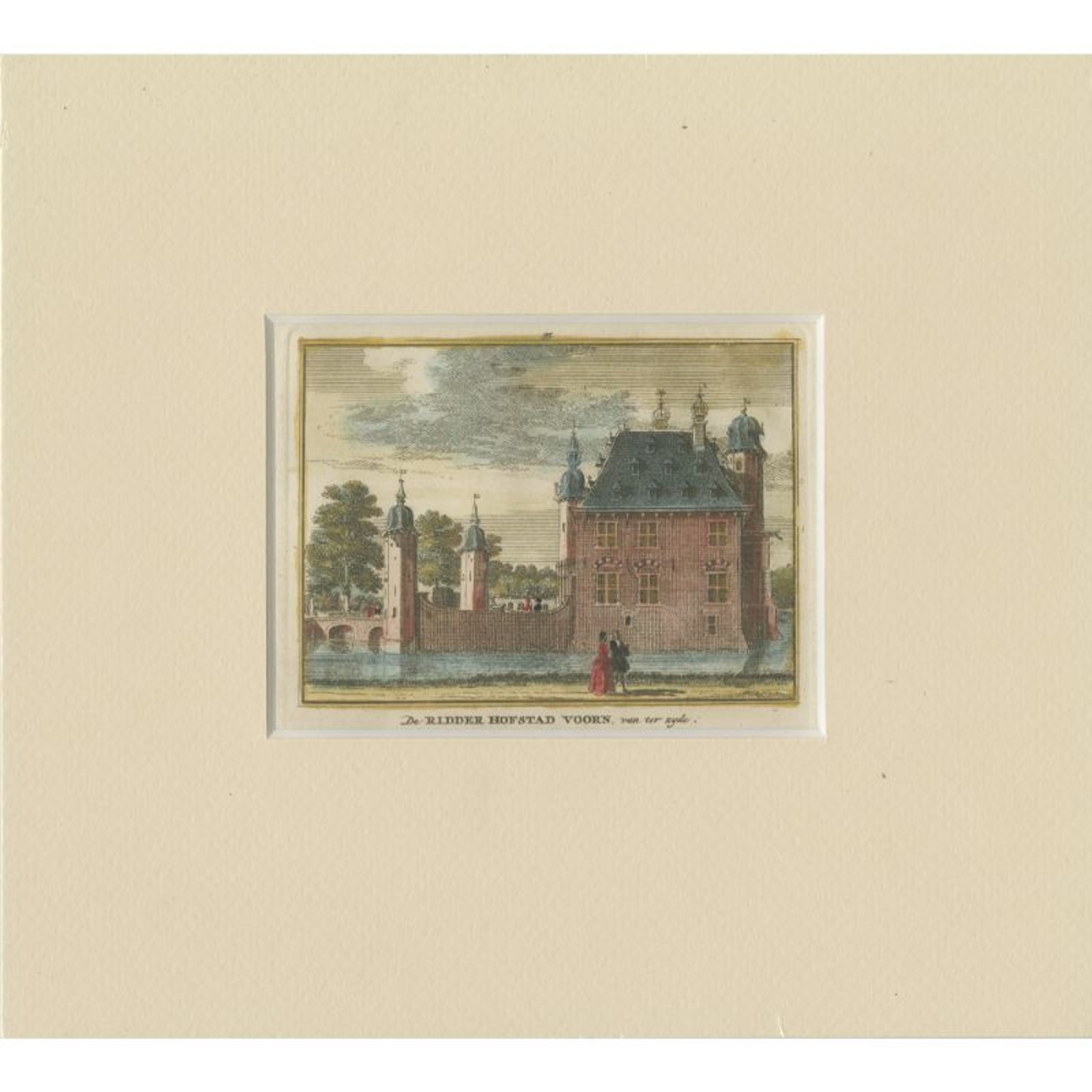 Antique Print of 'Huis Te Voorn', a Castle in De Meern, the Netherlands