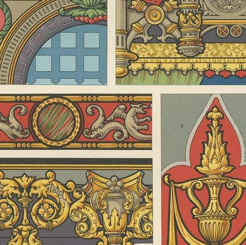 Pl. 85 Antique Print of Renaissance Architectural Motifs by Racinet 'circa 1890', close-up 2