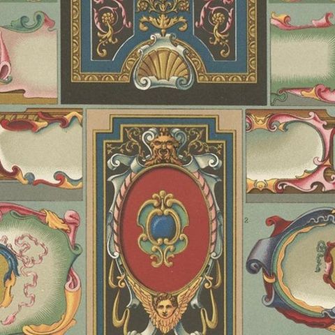 Pl. 77 Antique Print of 17th Century Ornaments by Racinet, 'circa 1890', close-up 1