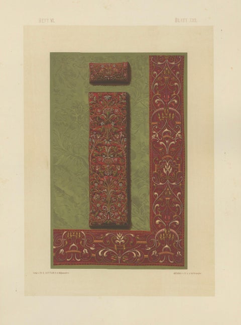 Bavarian Ecclesiastical Chromolithographs, Gothic Revival Design, 1874, close-up 5