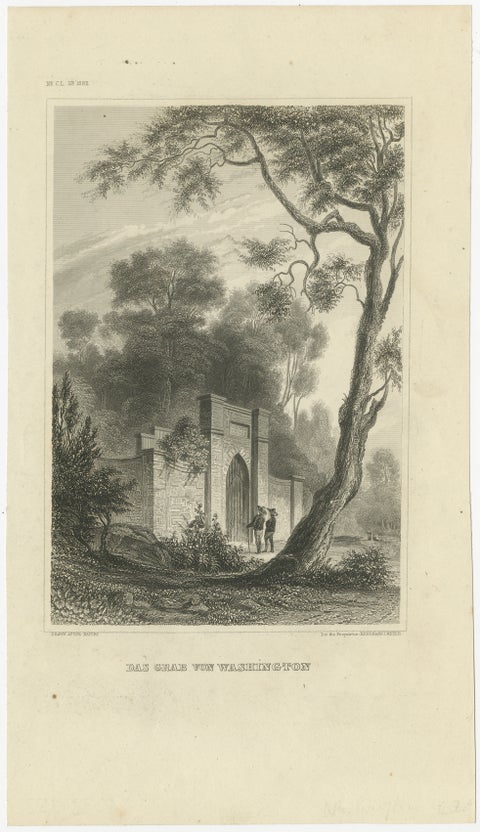 Washington's Tomb at Mount Vernon, Antique Americana Engraving, c.1850, view 2