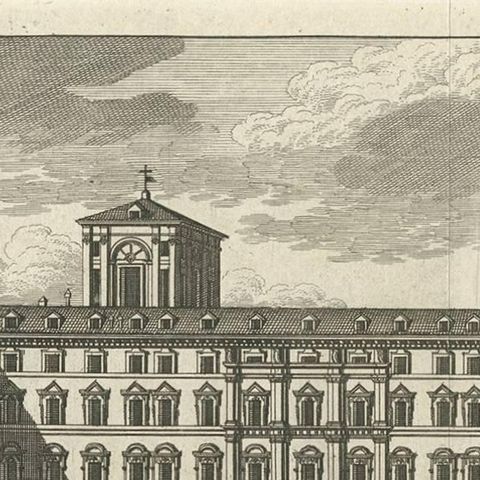 Antique Print of the Palace at Collegio Romano by M. de Bruyn, 1779, close-up 1