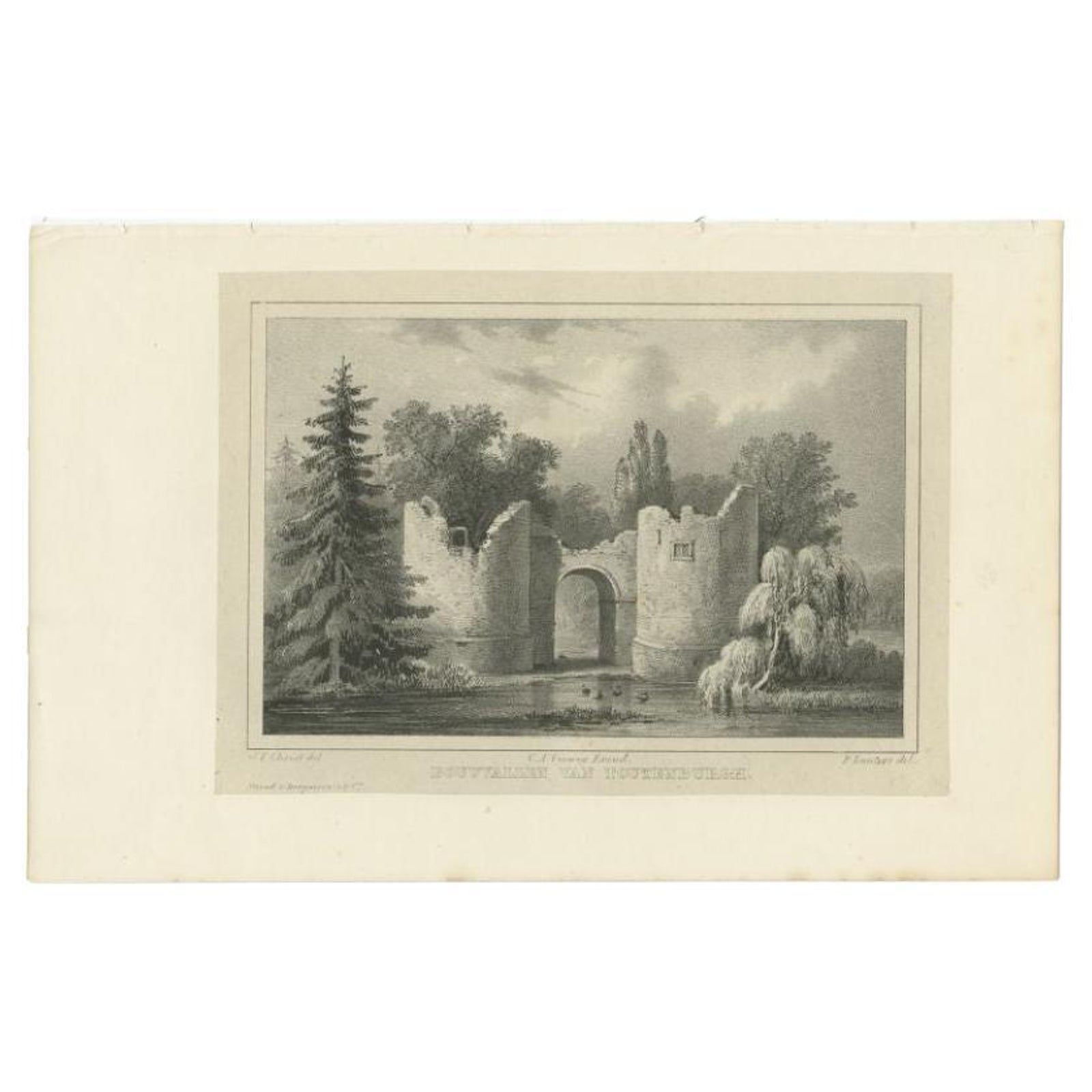 Antique Print of the Ruins of Toutenburg Castle by Van der Aa, 1846