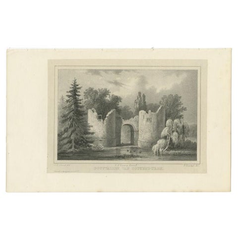 Antique Print of the Ruins of Toutenburg Castle by Van der Aa, 1846