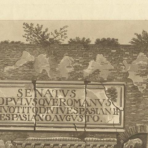 Antique Print of the Arch of Titus by Abbot '1820', close-up 1