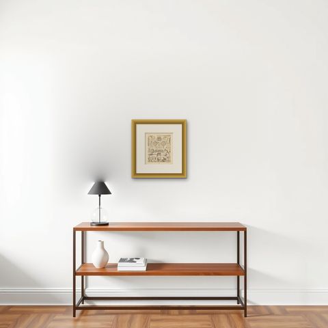 Pl. 26 Antique Print of Roman Decorative Objects by Racinet, 'circa 1880', shown framed on a wall, true to size