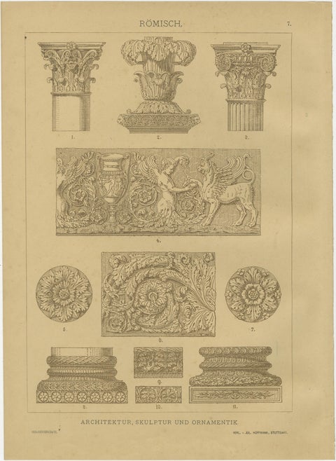 Antique Roman Architectural and Mosaic Ornament Prints, Published 1887, view 2