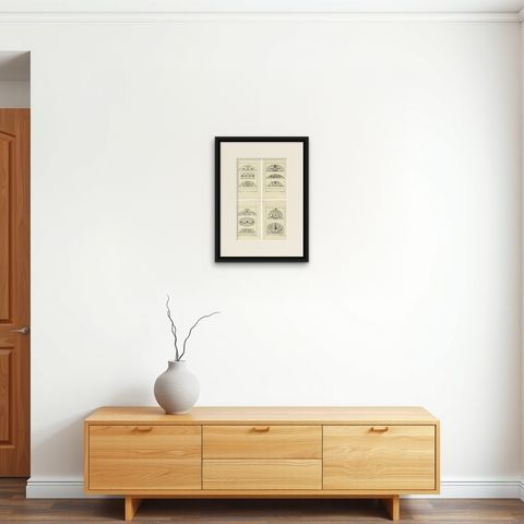 Set of 4 Architecture Prints by Johann Martin Will circa 1780, shown framed on a wall, true to size