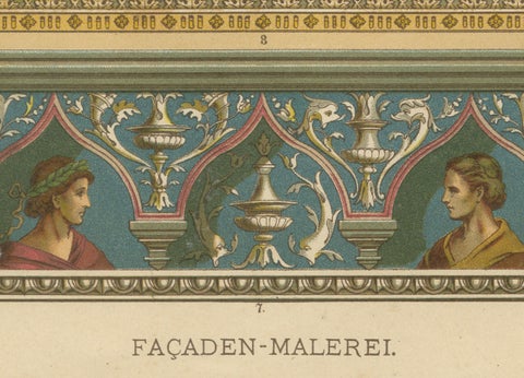 Italian Renaissance Architectural Frieze Print with Virtus Motto, 19th Century, close-up 4