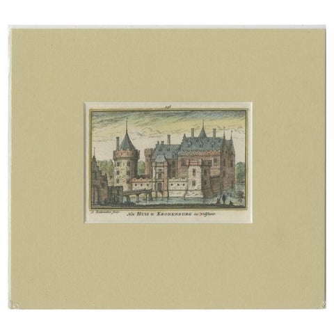 Old Print of Kronenburg Castle Near Loenen, Utrecht, Holland, 1730, view 2
