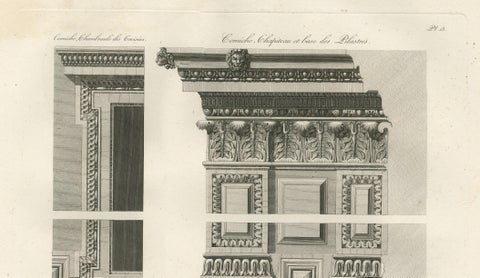 Antique Louvre Architectural Ornament Engraving, French Neoclassical, 1803, close-up 3