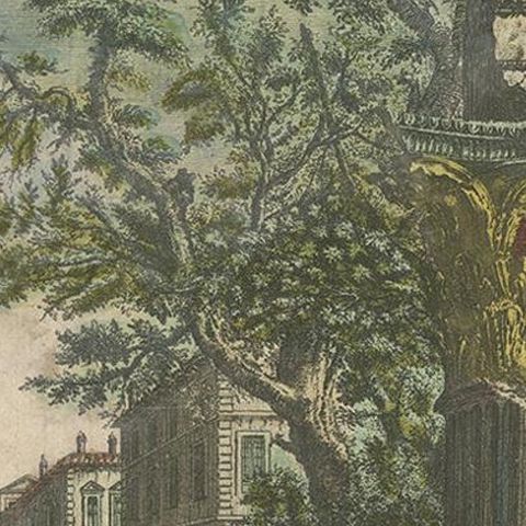 Antique Print of the Ruins of the Temple of Jupiter Tonans by Berthault 'c.1770', close-up 1