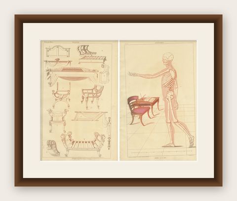 Set of 2 Antique Prints of Furniture Designs by Sheraton '1805', shown framed