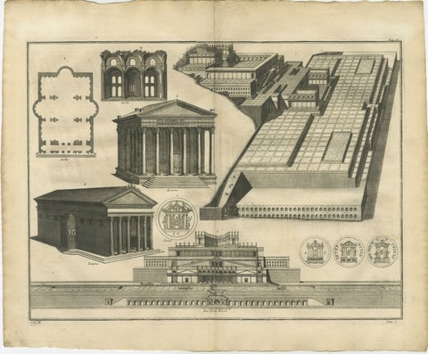 Antique Roman Temple Architecture & Archaeological Plan, Montfaucon, 1721, view 2