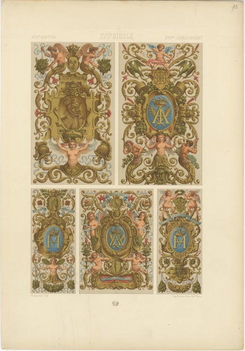 Three Original Renaissance Ornament Plates by Albert Racinet, 1873, view 2