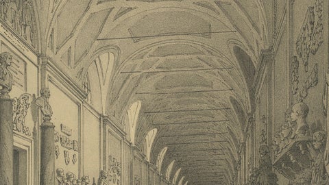 Rome Vatican Gallery, Classical Sculpture Interior, Benoist 1869, close-up 5