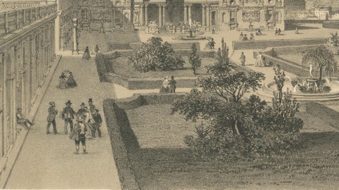 Villa Medici Rome, Seat of the French Academy, Antique Architectural Print 1869, close-up 4