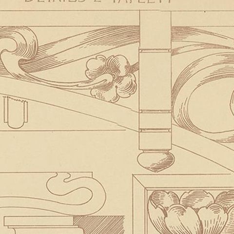 Pl. 38 Antique Print of Furniture Details by Kramer 'circa 1910', close-up 1