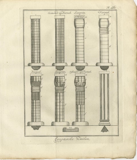 Architectural Engraving of Ancient Egyptian Columns and Capitals, c.1776, view 2