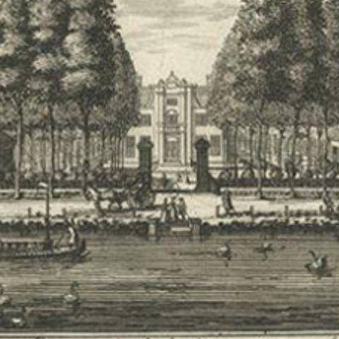 Antique Print of Estate Wallestein Near Utrecht, the Netherlands, 1719, close-up 2
