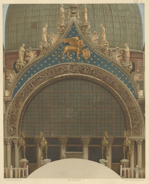 Antique Print of the Main Portal of the Basilica of San Marco, 1881, view 2