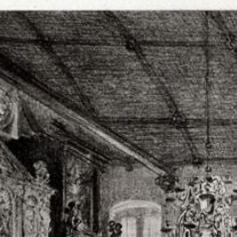 Antique Print of the Interior of the City Hall of Kampen by Lalanne, 1882, close-up 1