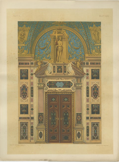 Bavarian Ecclesiastical Chromolithographs, Gothic Revival Design, 1874, view 2